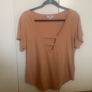 LNA - Clove color - Short Sleeve V-neck Top Size M